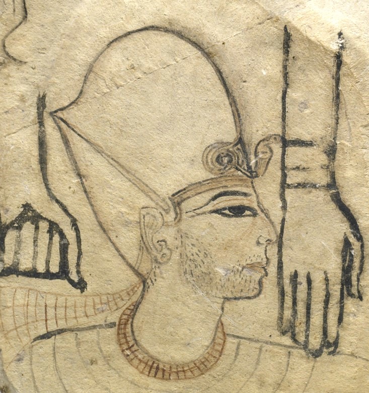 Egypt - Limestone ostracon showing a stubbled-face bearded king (likely ...