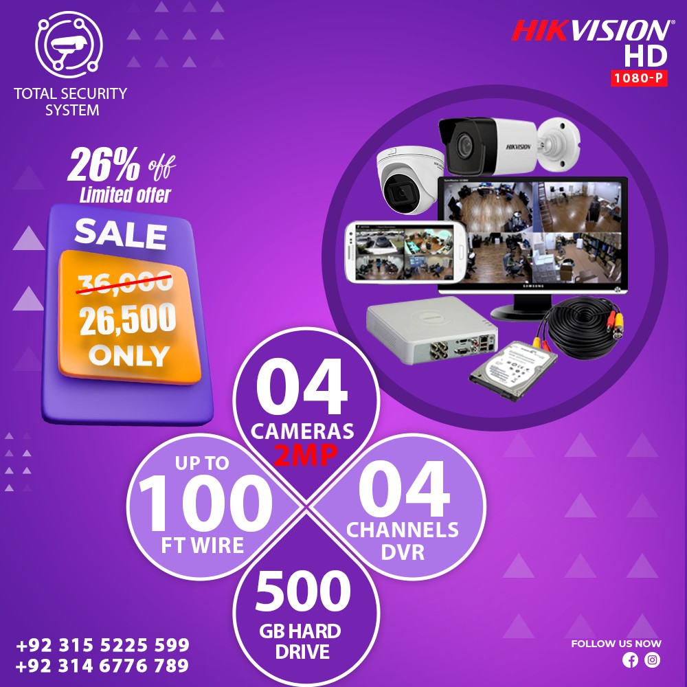 Total Security System - 4 Cameras Package 2 MP 1080P 2MP #CCTV in Just ...