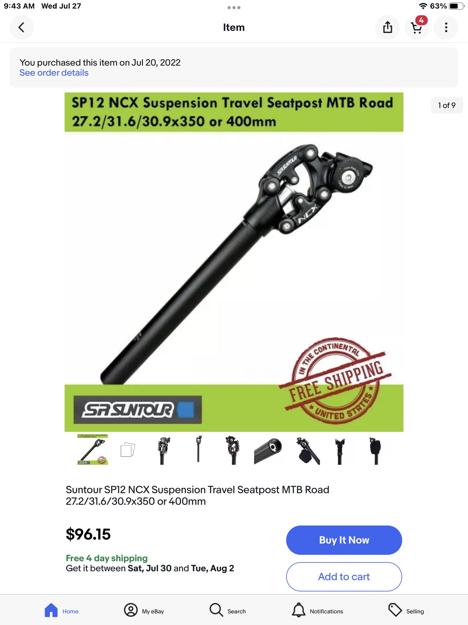 Suntour NCX Suspension Seat Post | 27.2 / 28.6 / 30 / 30.4mm | Alloy | Mountain Bike