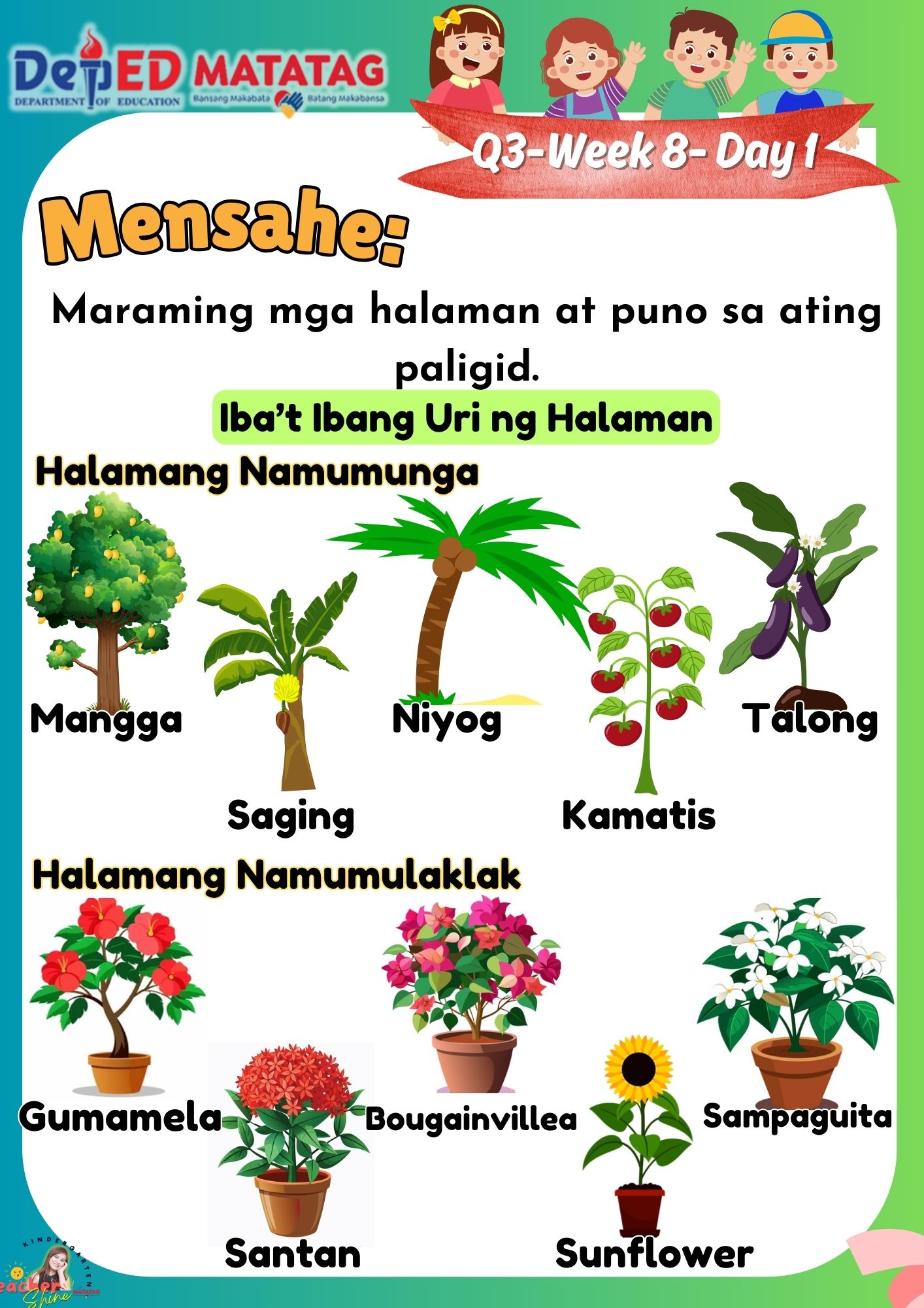 KINDERGARTEN-MATATAG QUARTER 3... - Teach and Shine PH | Facebook