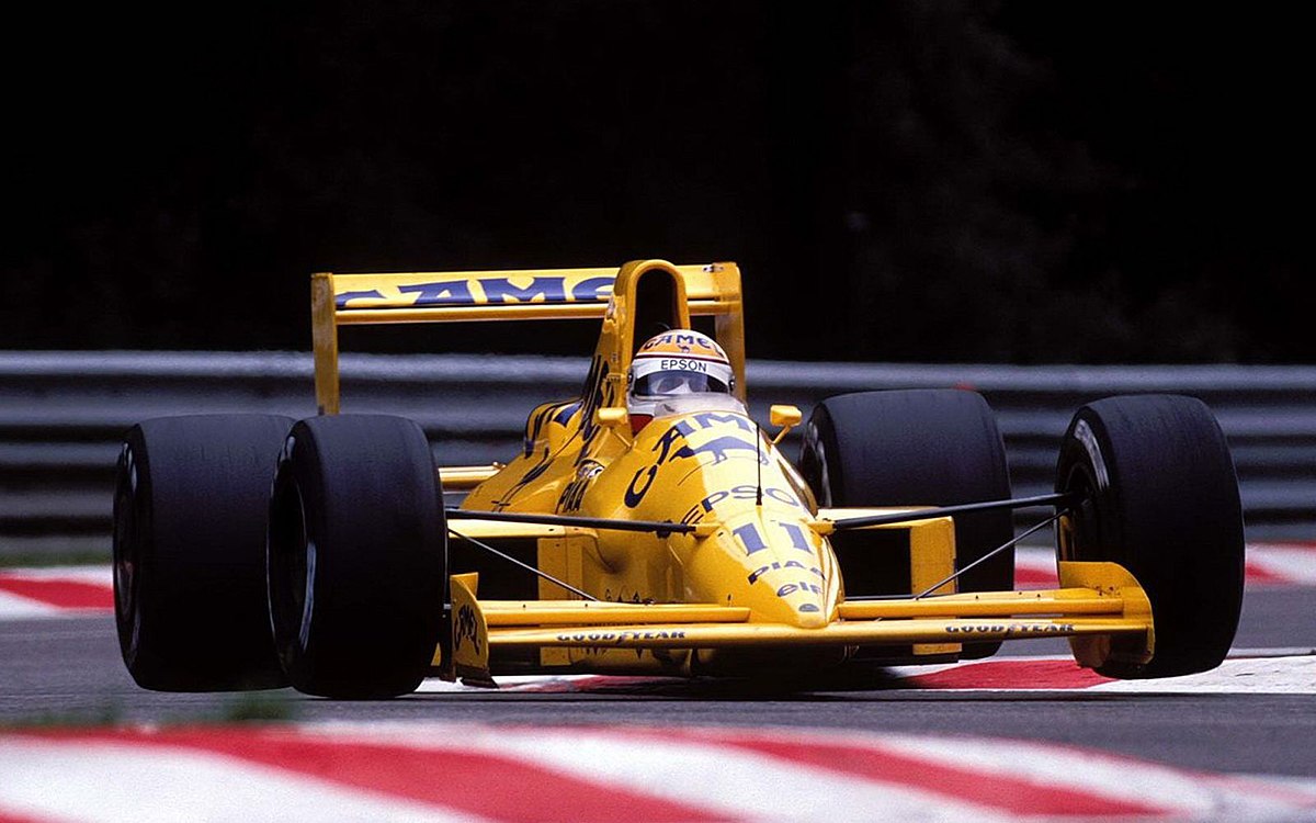 Nelson Piquet at Camel Lotus 101 Judd V8 engine - Spa