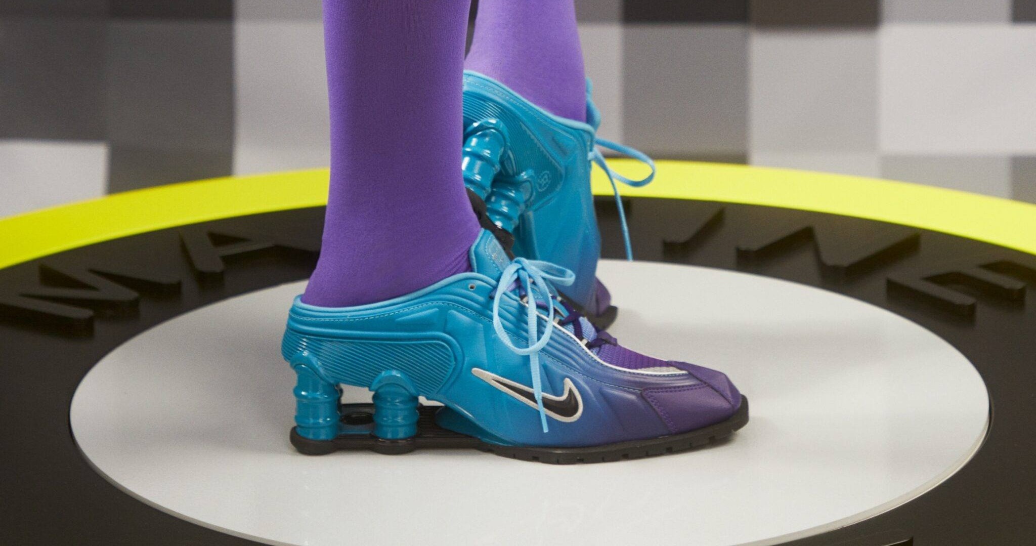 Alongside two other colourways, a new Martine Rose x Nike Shox MR4 