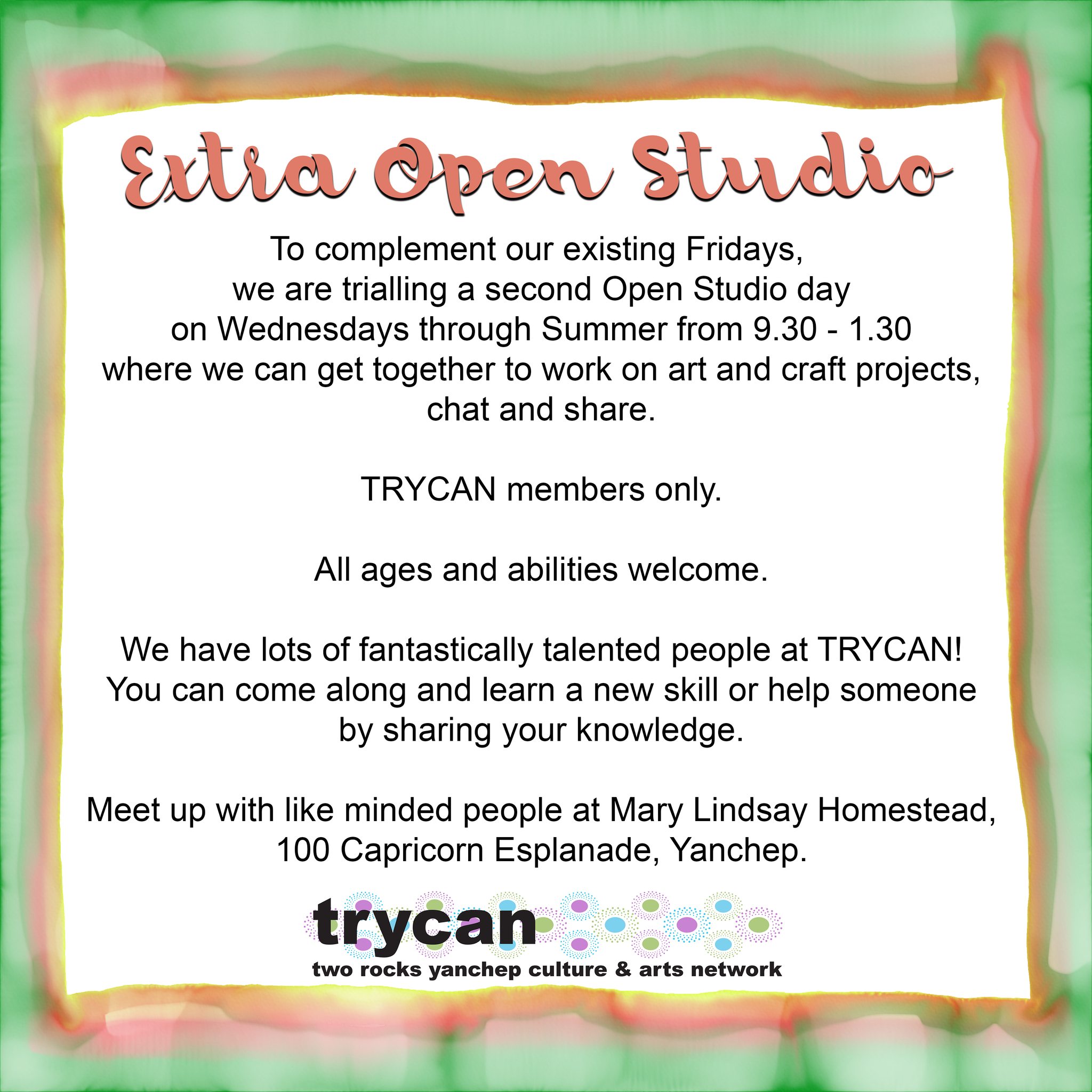 Trycan Two Rocks Yanchep Culture & Arts Network - Don't forget ...