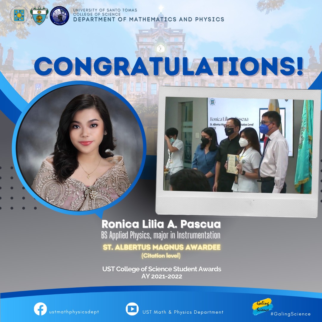 Congratulations... - UST Department of Mathematics and Physics | Facebook