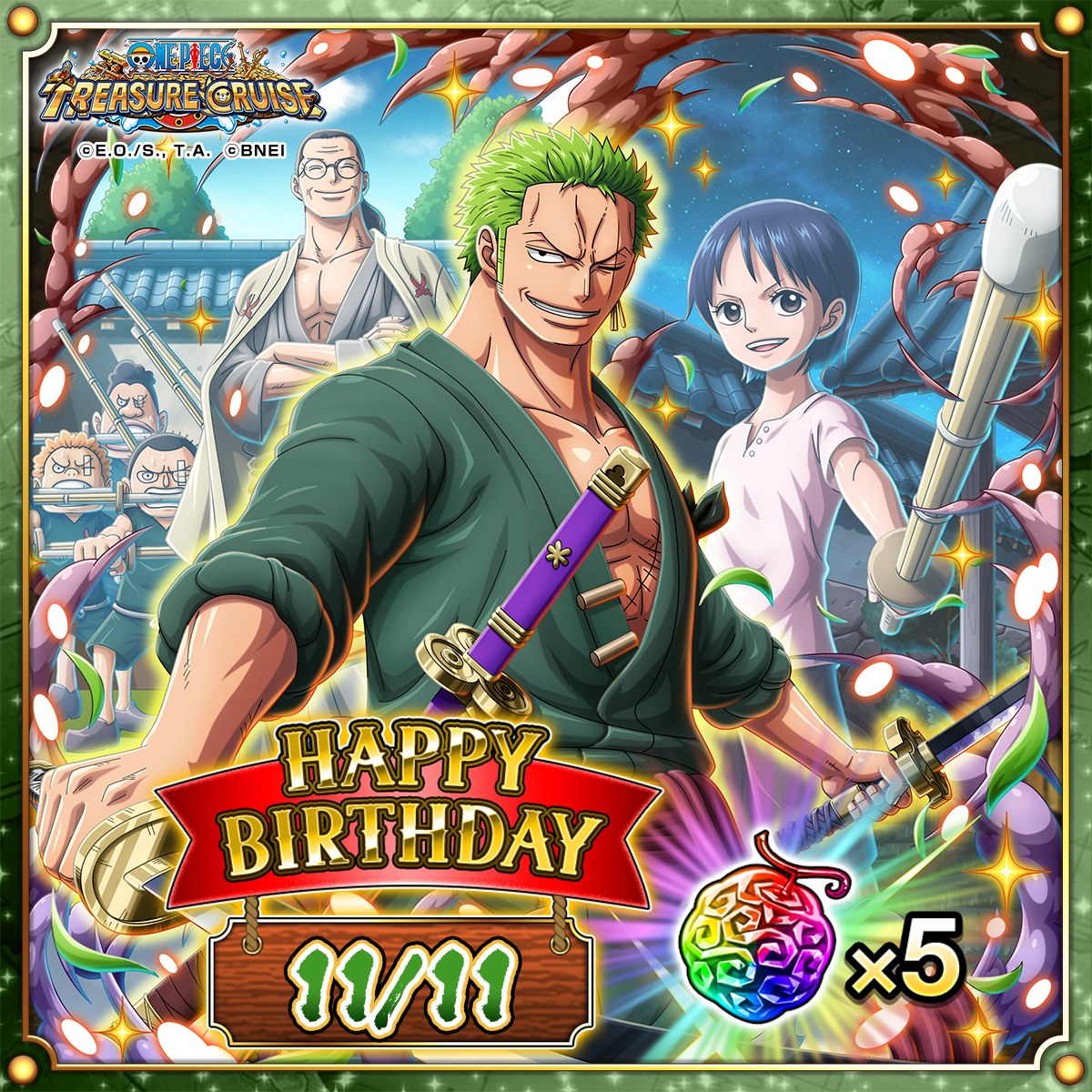 ワンピース HAPPY BIRTHDAY ゾロ カード Join us in wishing a happy birthday to the Swordsman of the Straw