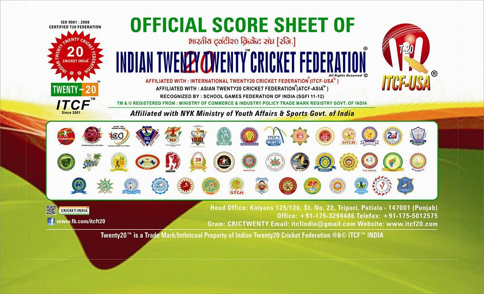 Indian Twenty20 Cricket Federation ITCF India Affiliated to: ITCF USA ...