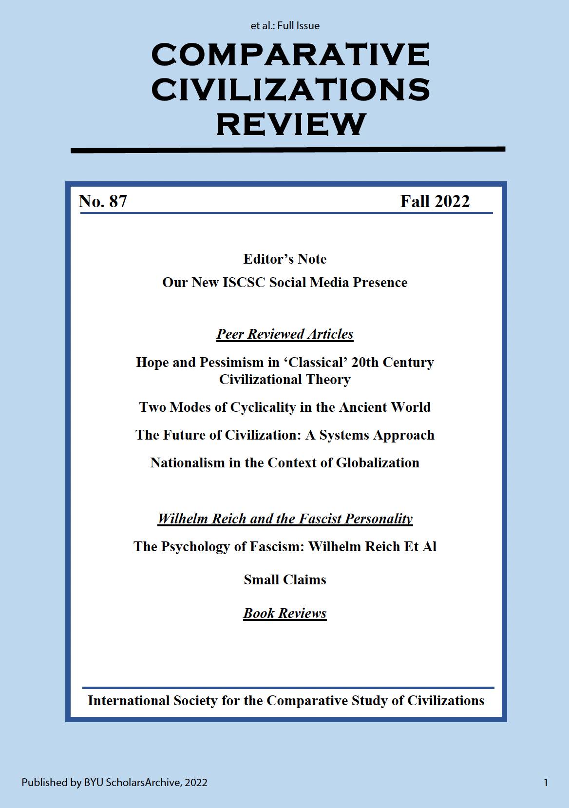 The latest issue of the Comparative Civilizations Review is out! You ...