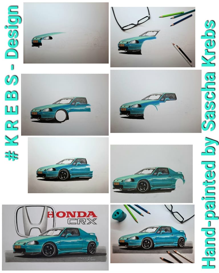 Here are some painting sections of the Honda CRX from meihmaschine