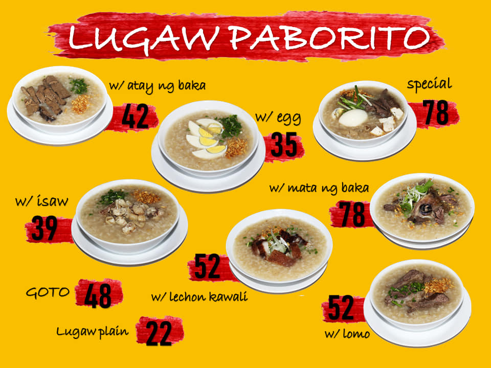 Manoy Lugawan - Presenting our menu 🤤 | Facebook