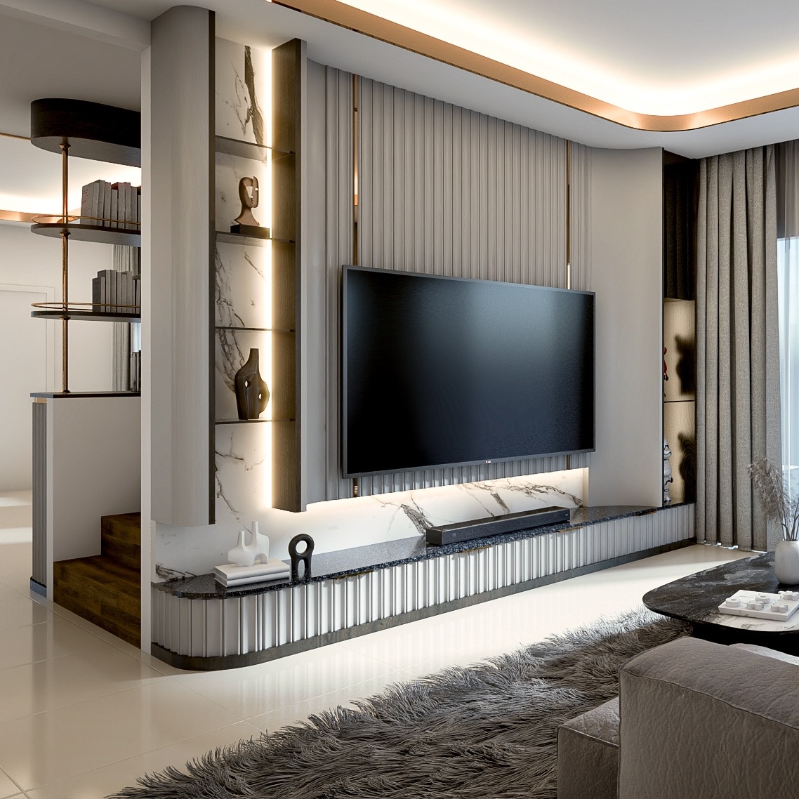 PSCD Design Studio ออกแบบตกแต่งภายใน ม่าน วอลล์ เฟอร์ Built-in