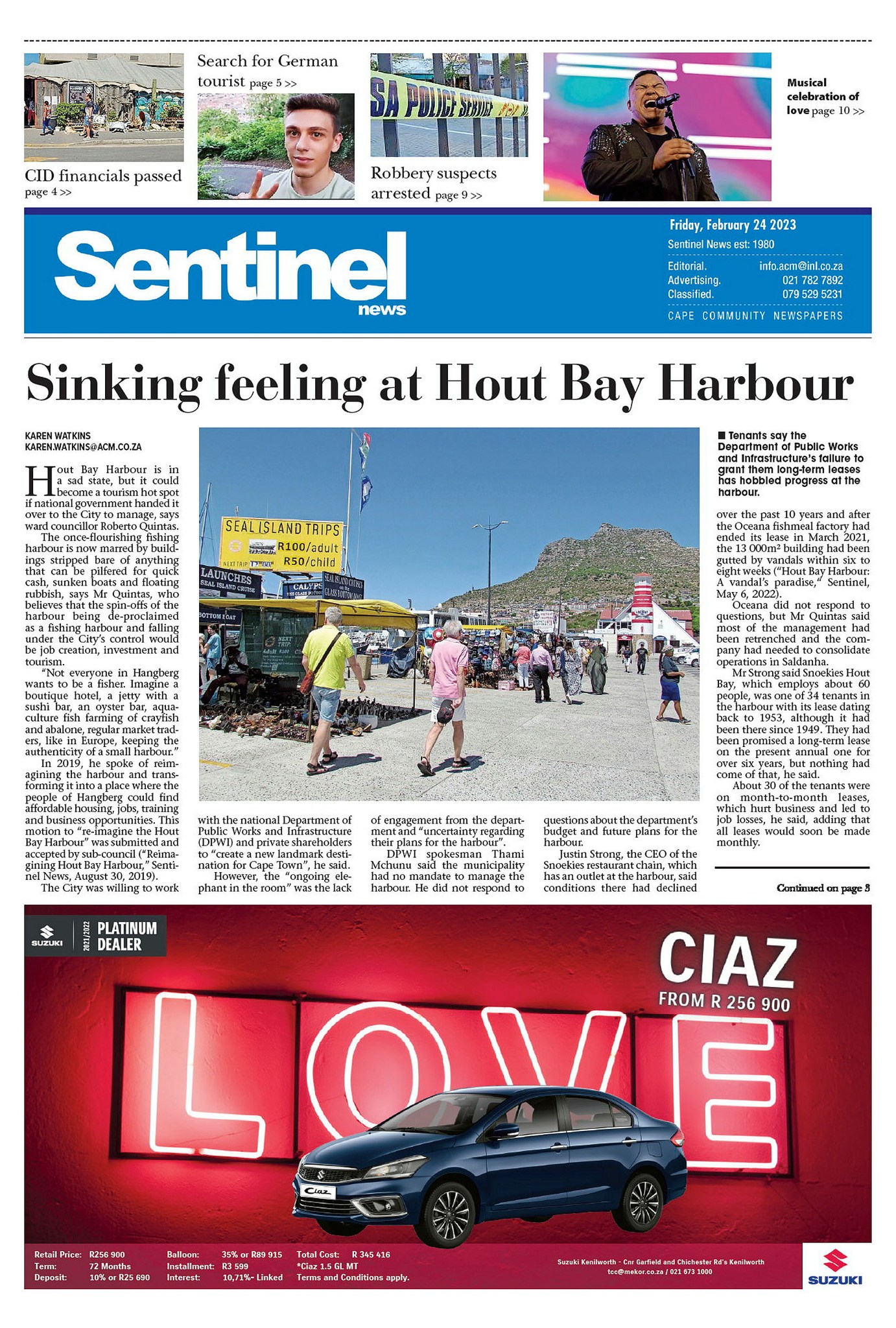 Sentinel - Catch today's Sentinel News! Hout Bay Harbour is in a sad ...