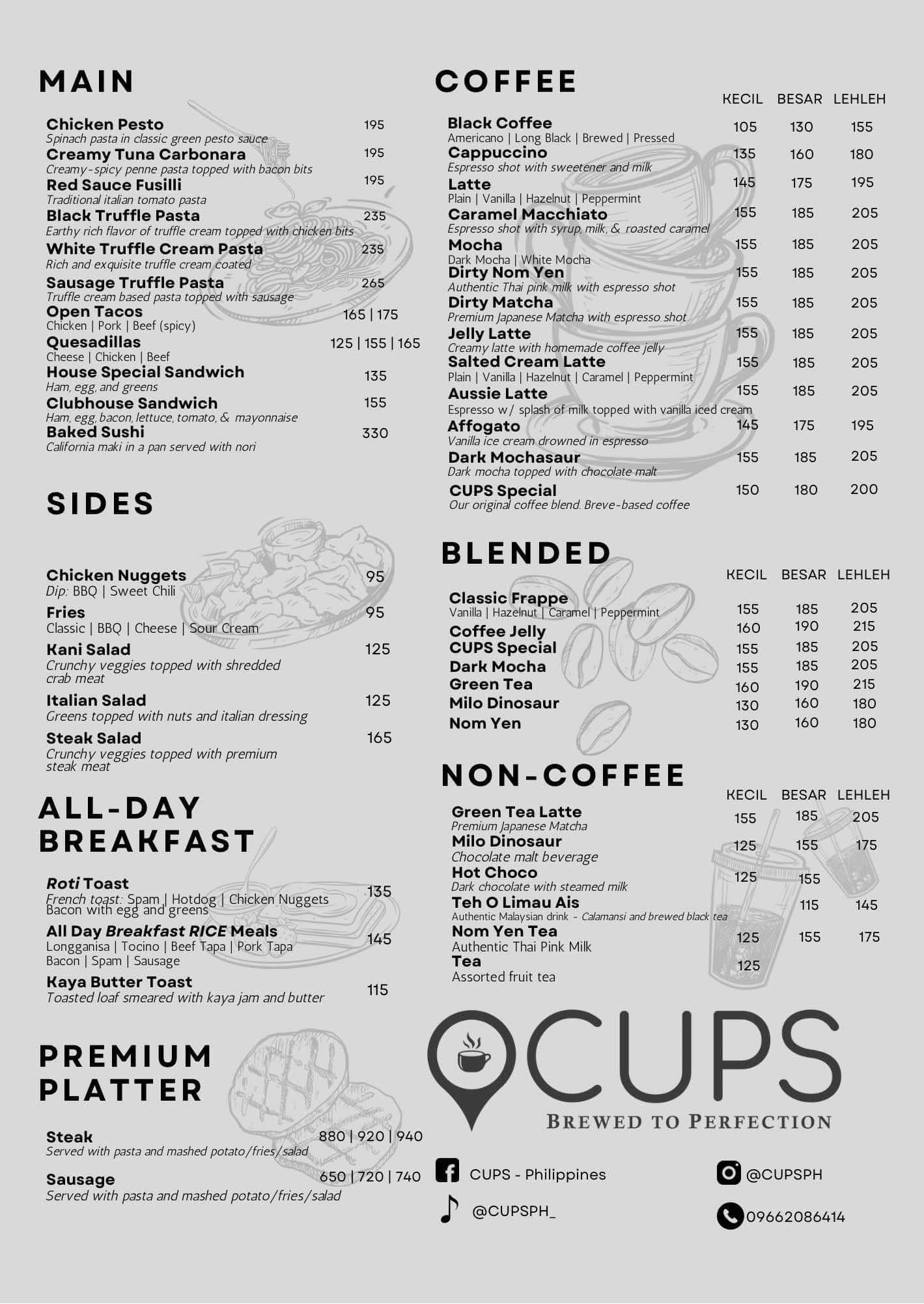 CUPS - San Jose - Our Updated Menu☕️
