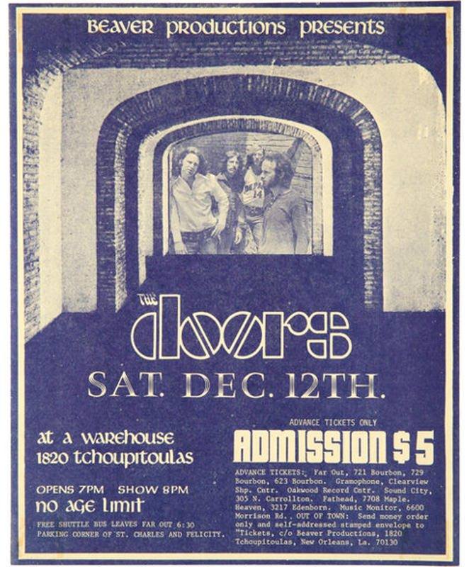 The Doors WAREHOUSE 1970 Lニューオリンズ購入 The Doors 1970 New Orleans Handbill for Final Show with Jim