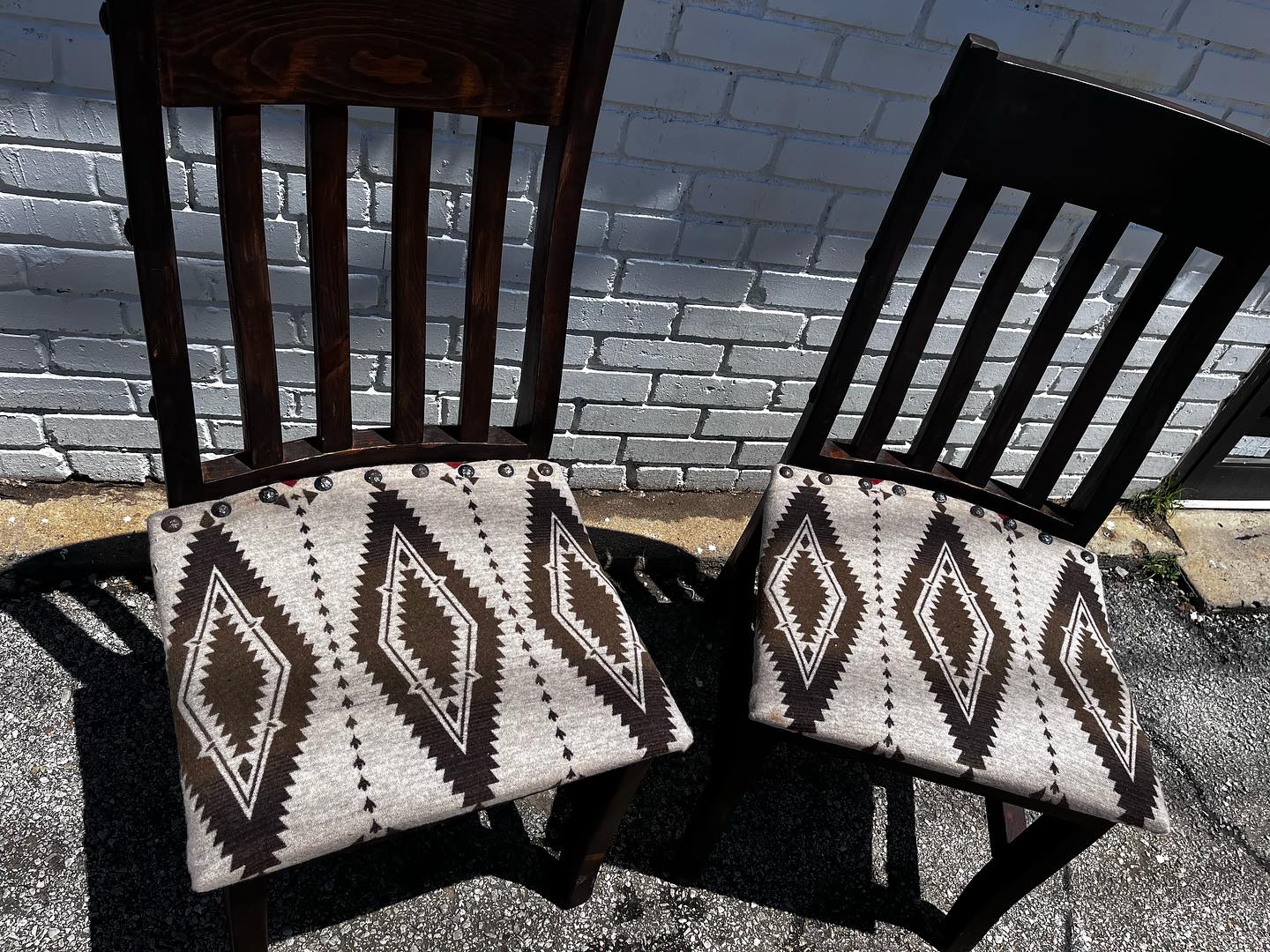 6 Custom Aztec fabric covered chair... - The Rustic Ridge