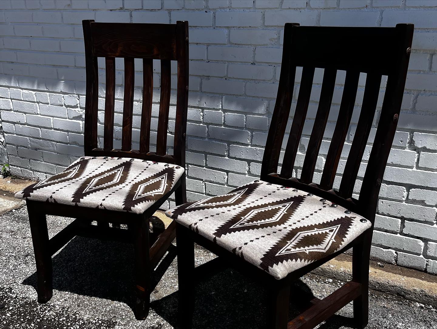 6 Custom Aztec fabric covered chair... - The Rustic Ridge