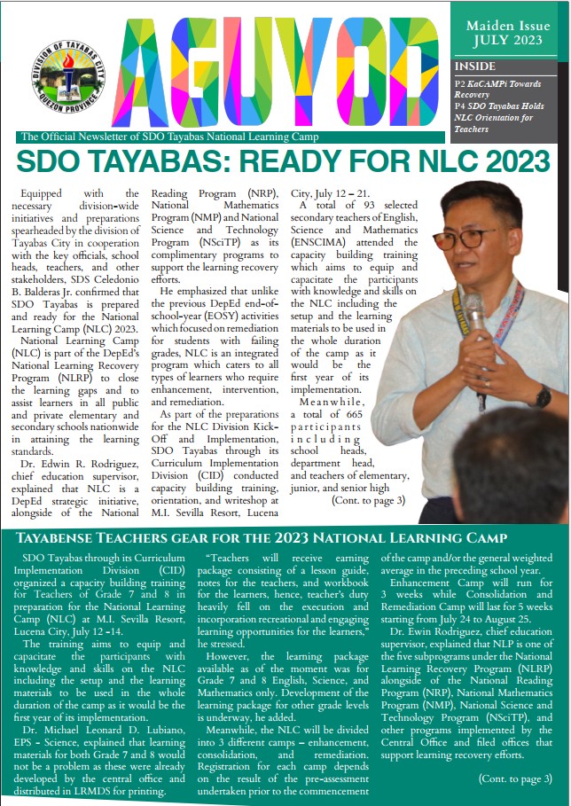 READ|| Aguyod Newsletter Maiden... - DepEd Tayo Tayabas City | Facebook
