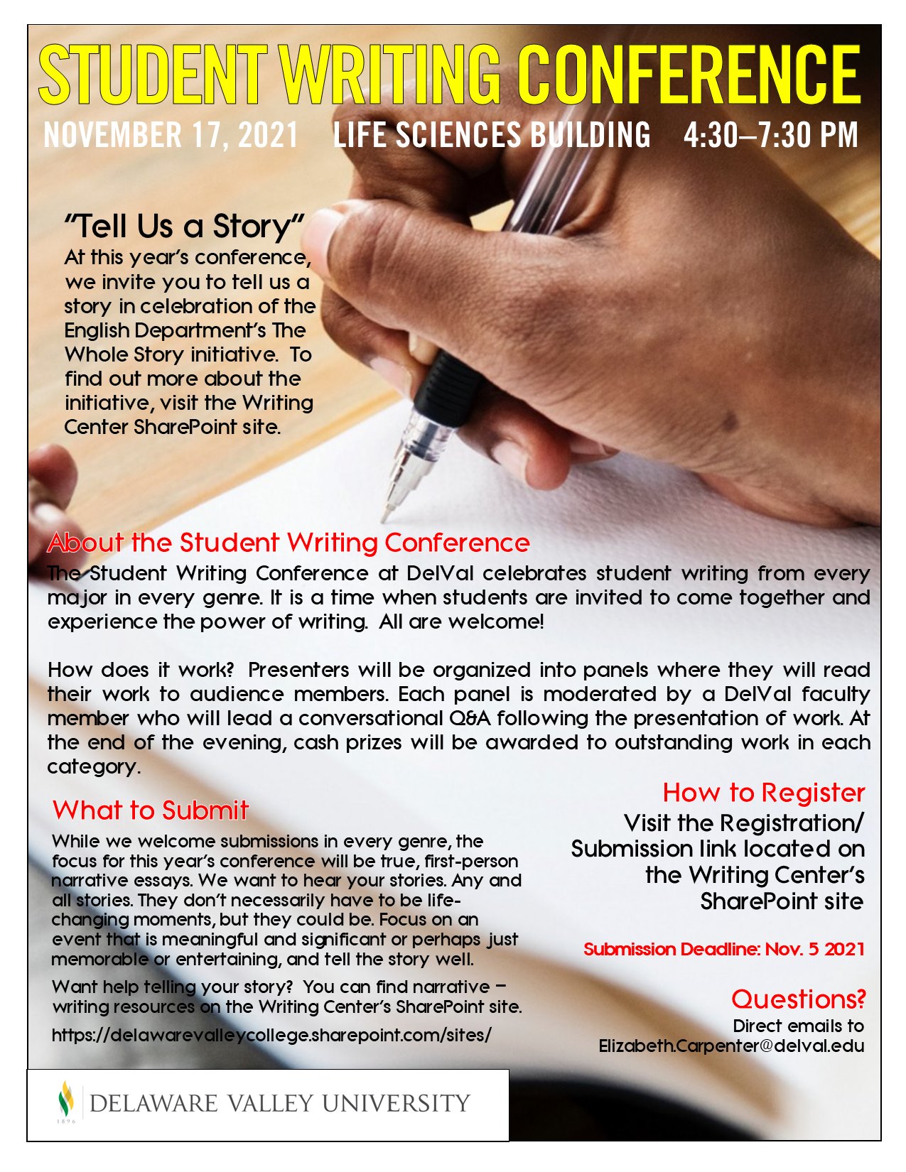 Student Writing Conference at Delaware Valley