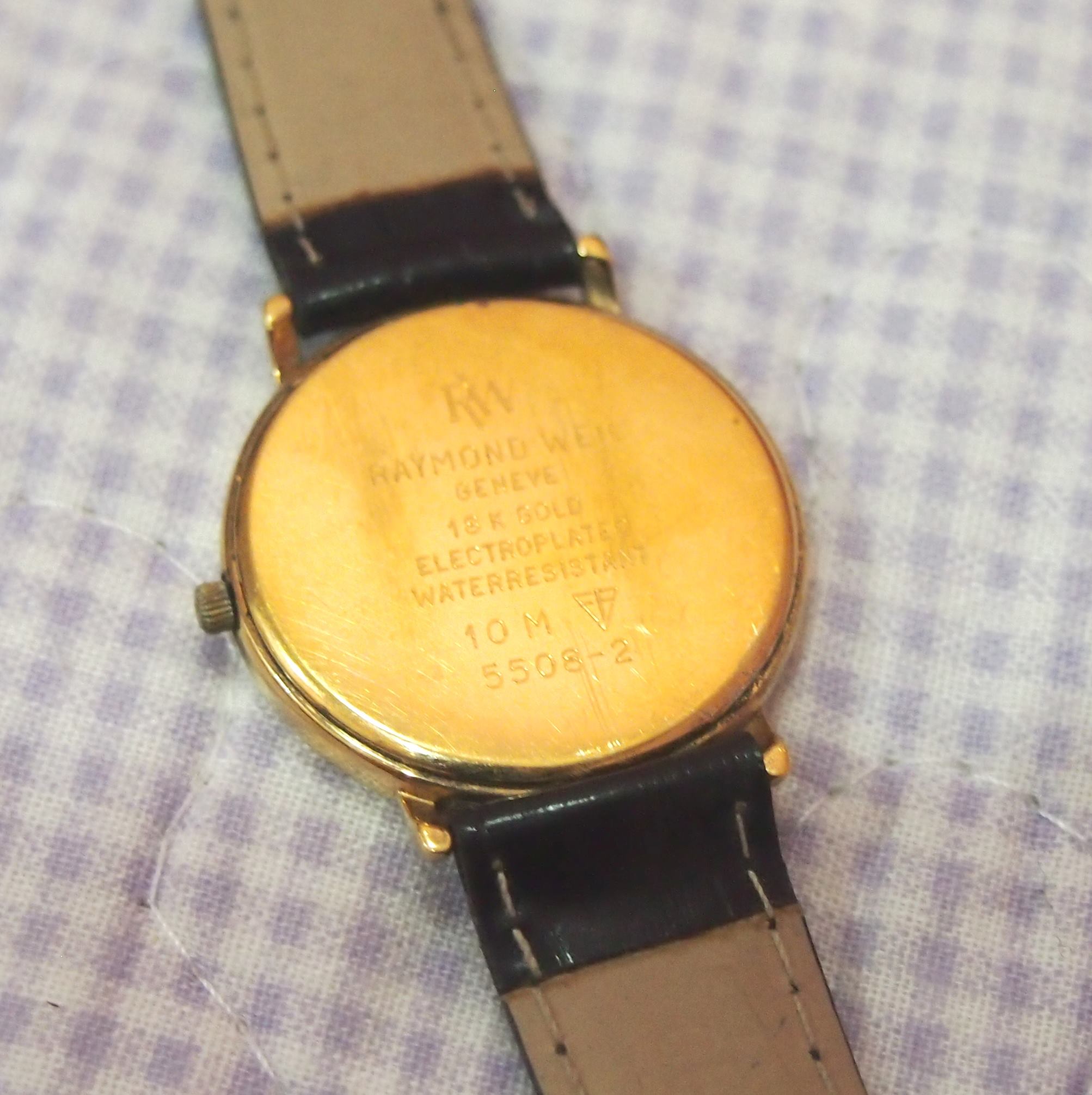 Gold Watch Raymond Weil 18 Karat Gold Electroplated Vintage 