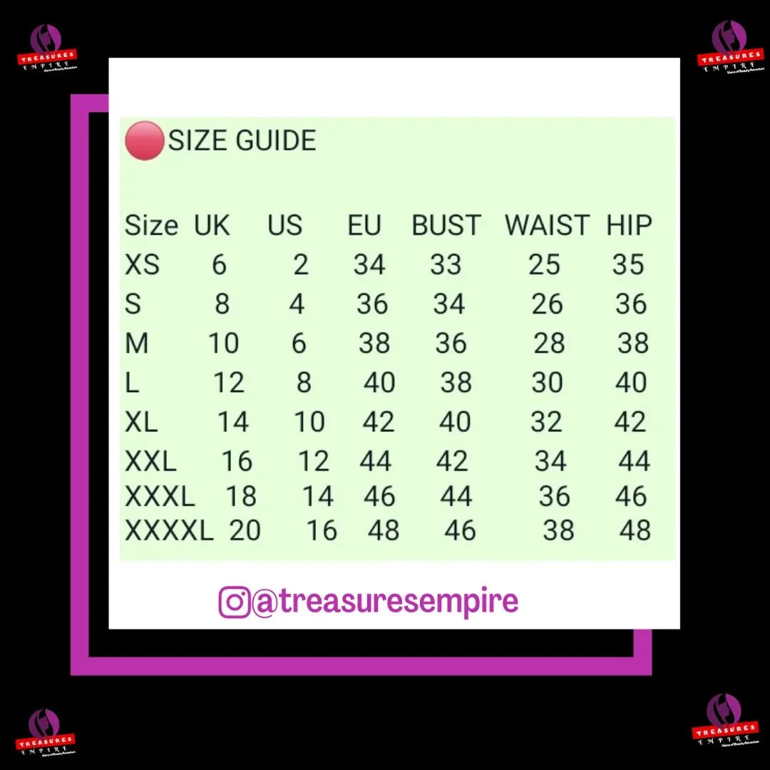 Here is a size guide 💃💃💃 - Treasuresempireclothes | Facebook