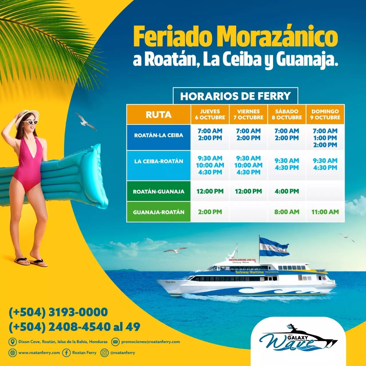 Roatan Ferry - ¡A DISFRUTAR EL FERIADO MORAZANICO EN... | Facebook
