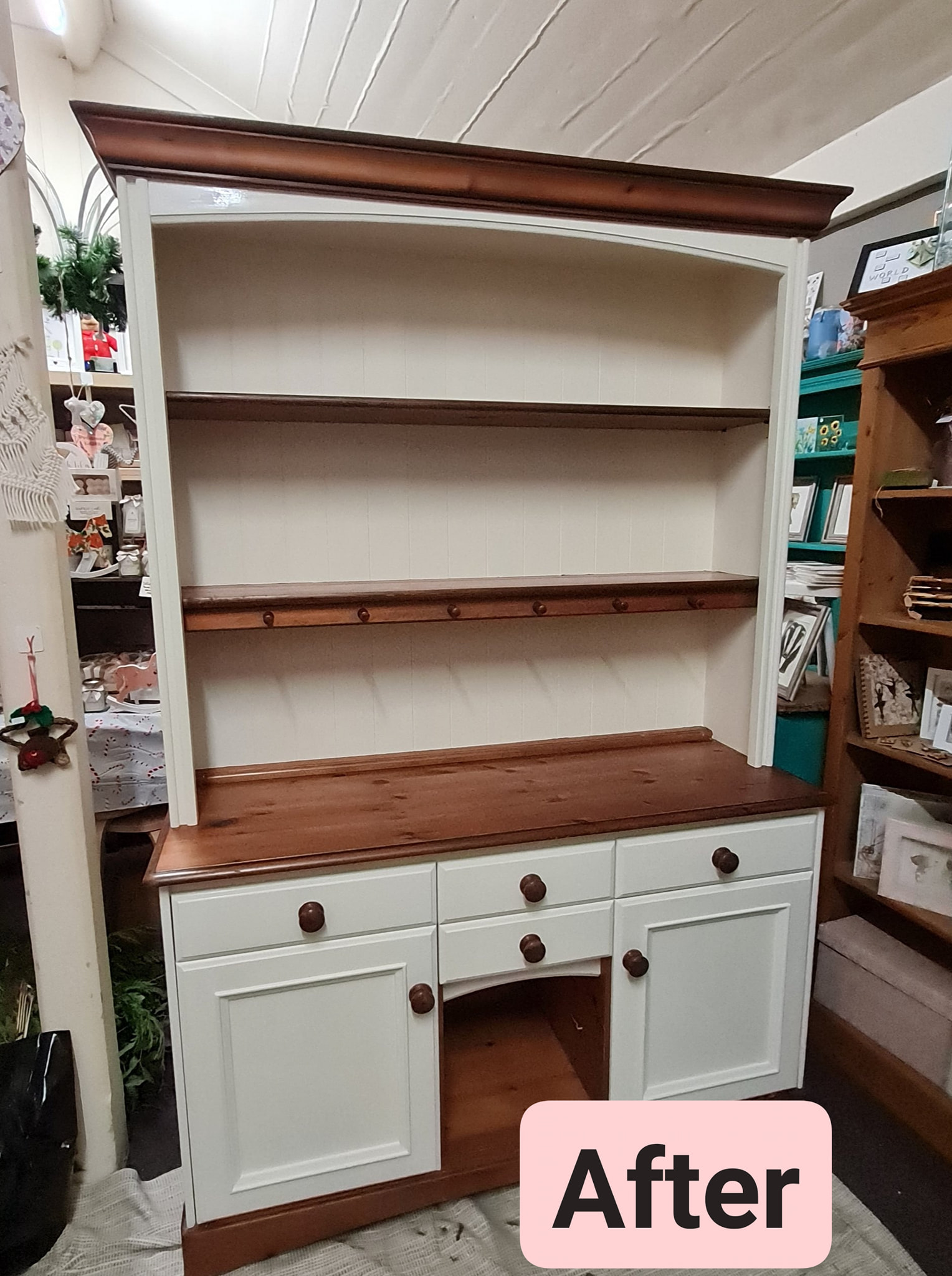 What handles work well for a cream-painted Welsh dresser?