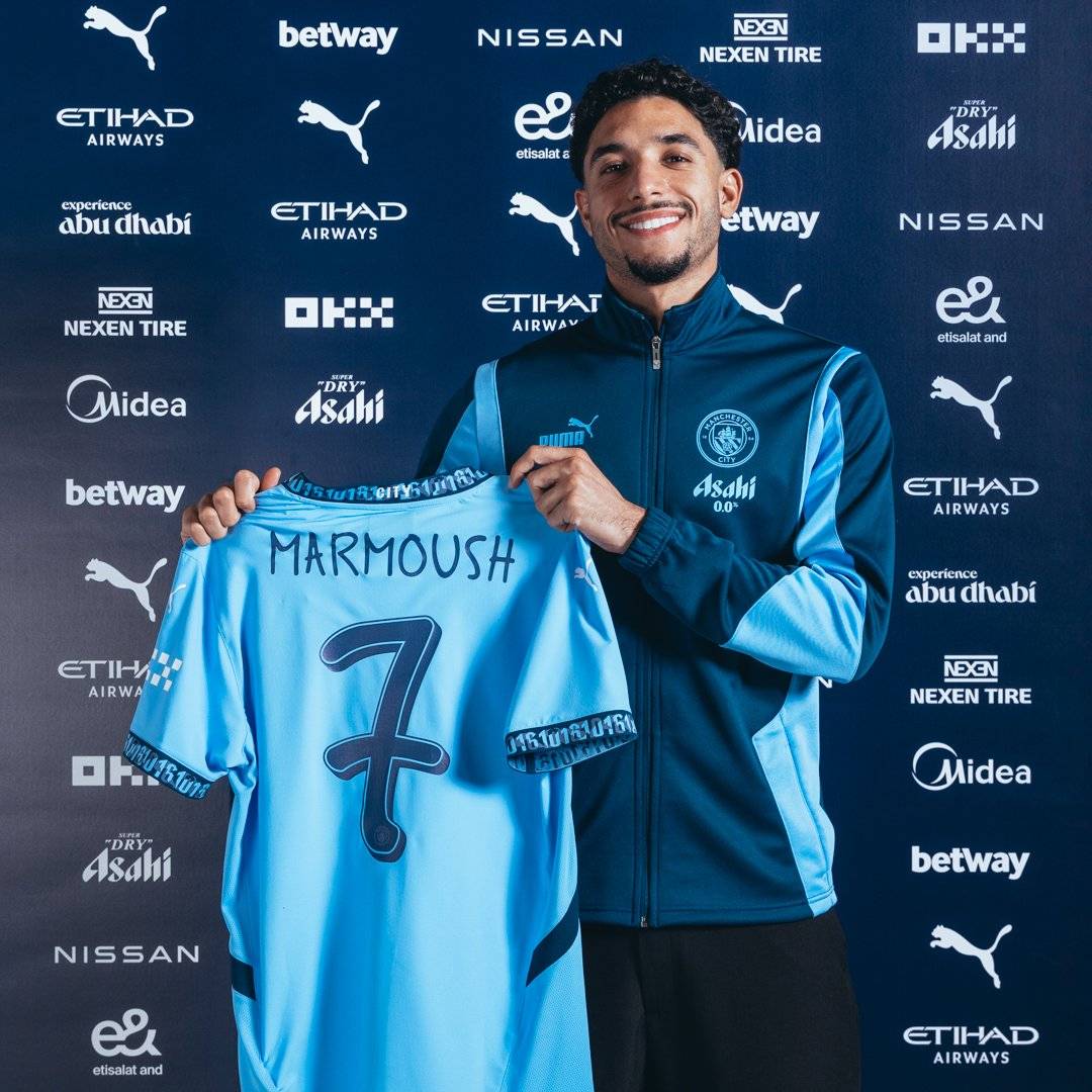 New number 7 ⃣ at Manchester City, worn by Marmoush 🆕🇪🇬 then