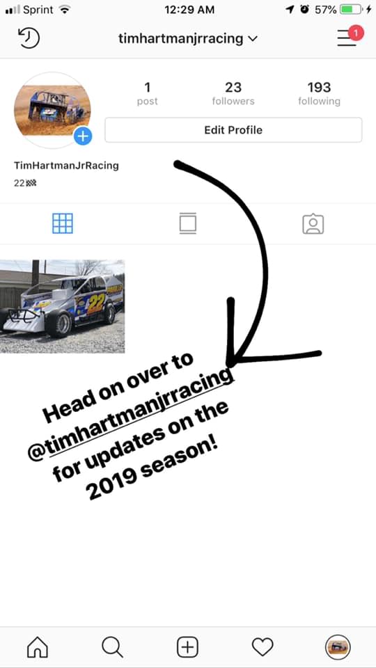 Tim Hartman Jr. Racing - Go onto Instagram and follow our new page ...