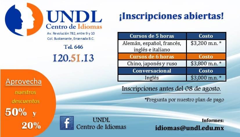 UNDL Centro de Idiomas - ¡Inscripciones abiertas! 50% de descuento en ...