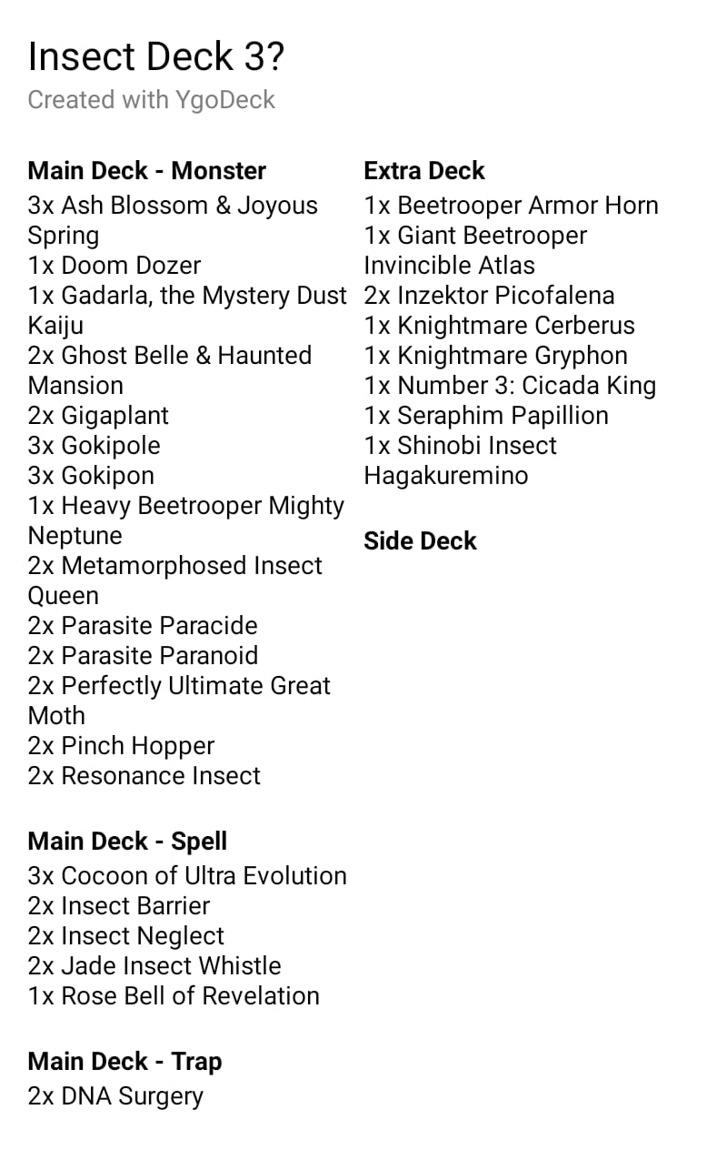 yugioh insect deck list Yu-Gi-Oh! - Basic - SS03-ENB04 - Common - 1st Edition - Speed Duel Starter Decks YGOrganization | Lure Your Opponent