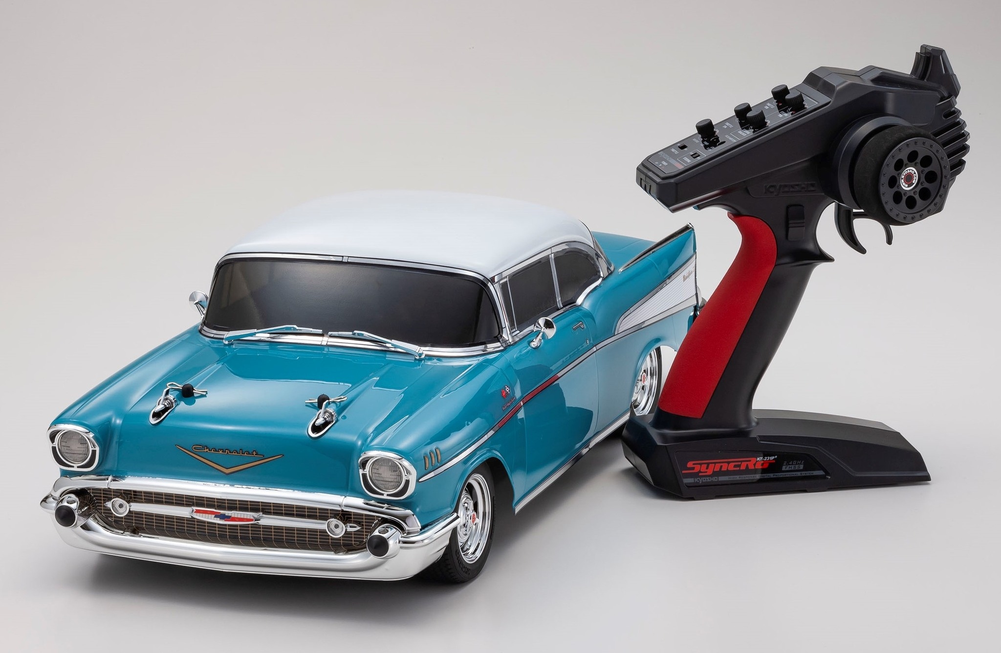 What are the length and width of the 1/10 Kyosho 57 Chevy Bel Air