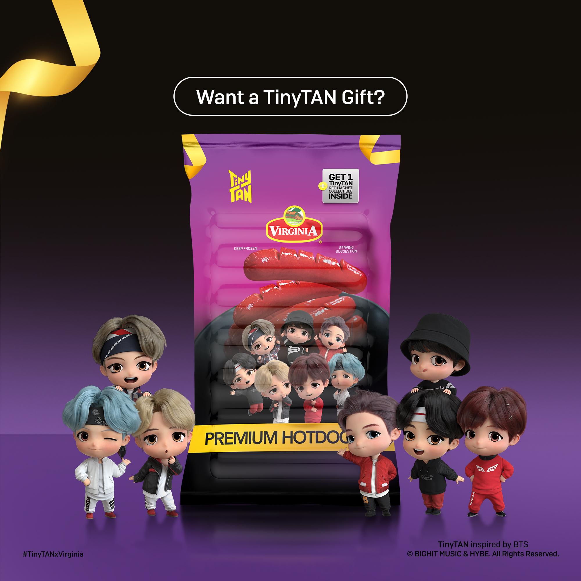 TinyTAN TATAまとめ売り Say hello to TinyTAN! Grab your favorite Virginia Premium Hotdog