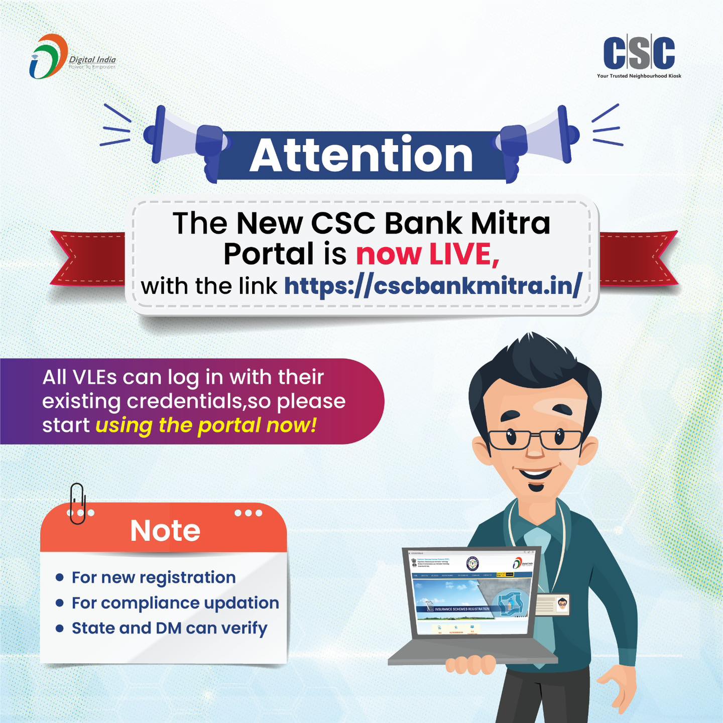 Attention VLEs! The new CSC Bank... - Common Services Centers | Facebook