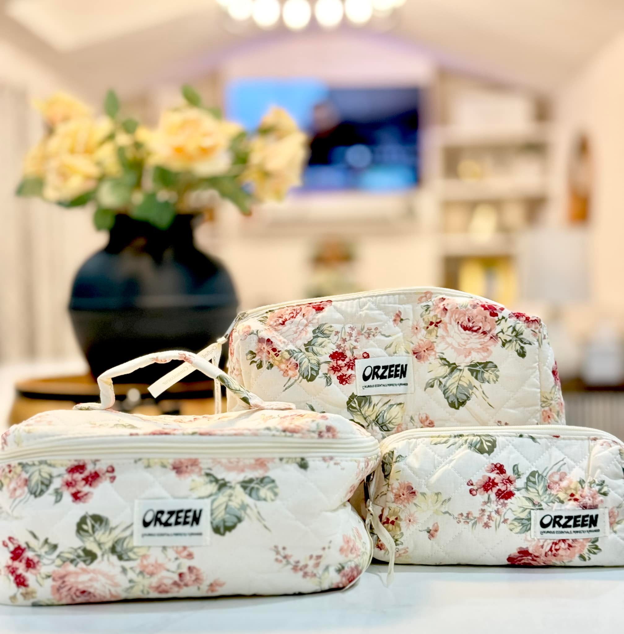 cute travel makeup bag Bow Black | Bathroom Essentials makes it a cute and functional accessory Unique Bargains Makeup Bag Travel