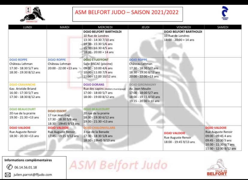 🥋 Un créneau au sein de l’ASM BELFORT... - ASM Belfort Judo