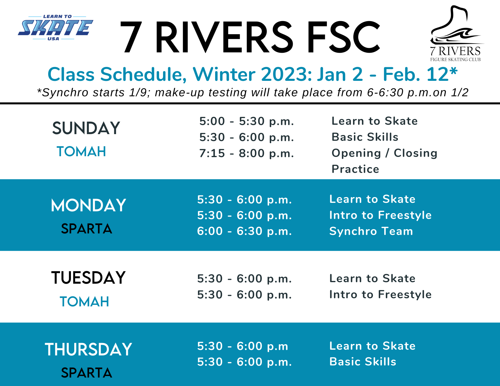 7 Rivers FSC - This is the class schedule from Monday,... | Facebook