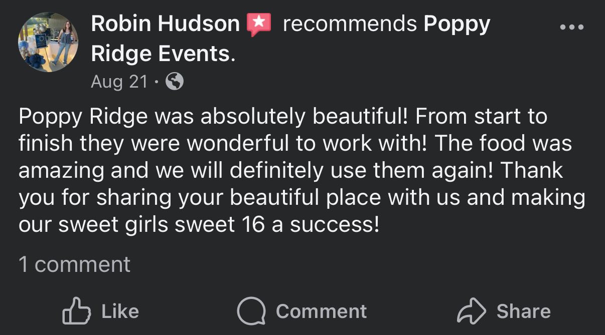 Poppy Ridge Events | Erin TN