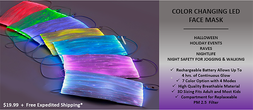 Color Changing LED Light-Up Face Mask