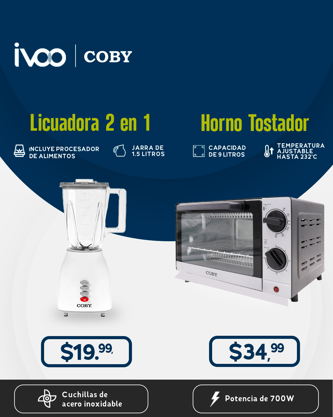 ivoo Venezuela - Horno tostador -Temporizador de 30 minutos -Potencia ...