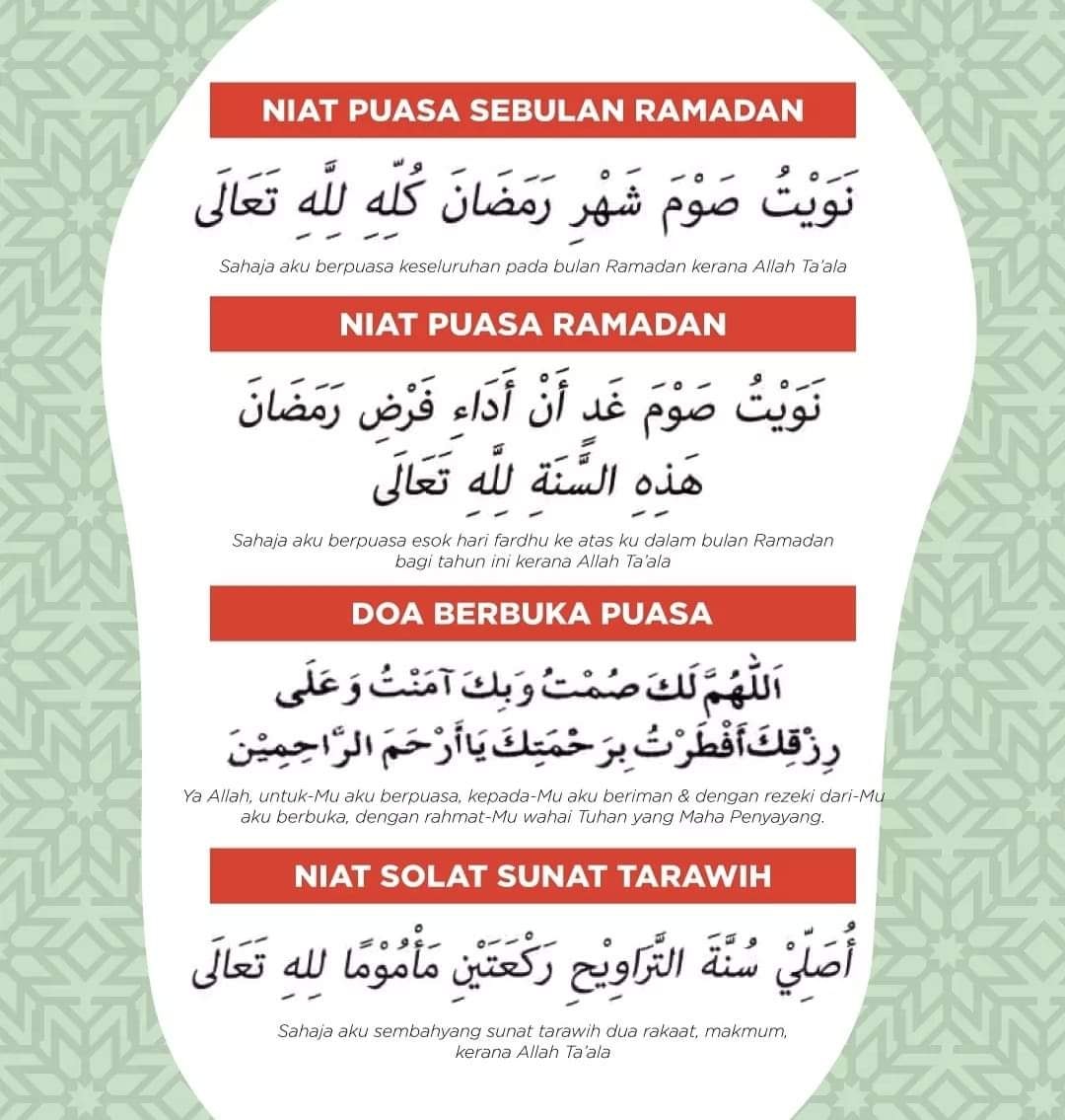 1 Niat Puasa Sebulan Ramadan 2 Niat Zikir Selawat Doa Facebook