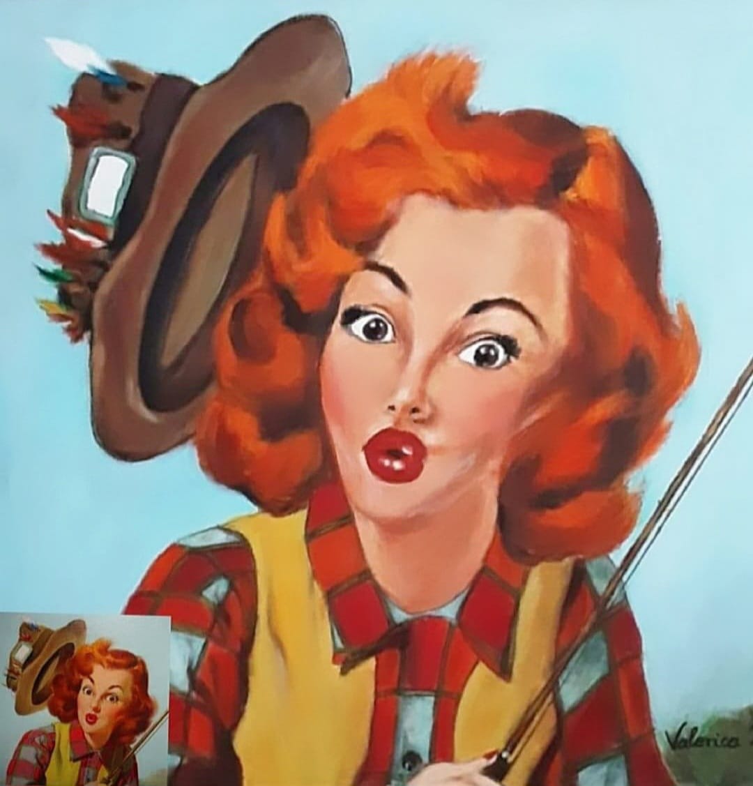 Gil Elvgren's girl fishing artwork for Napa Auto Parts