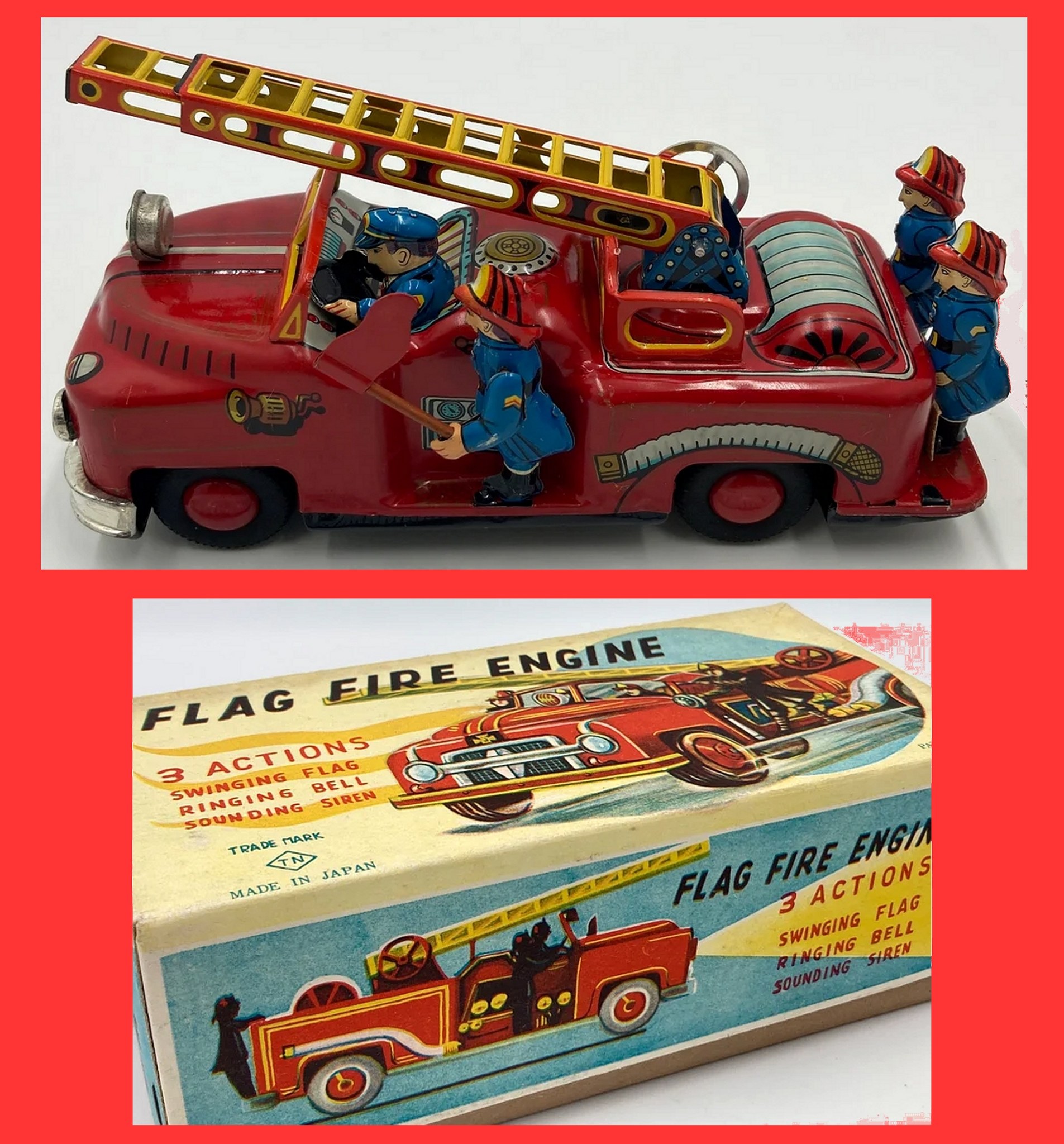 希少 NOMURA 消防車 FIRECHIEFCAR 昭和 レトロ TN マーク Vintage Nomura fire chief toy car