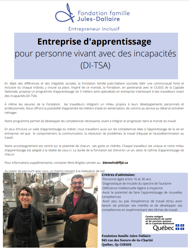 Vivre - Nouveauté 💥Entreprise d'apprentissage | DI-TSA La Fondation ...
