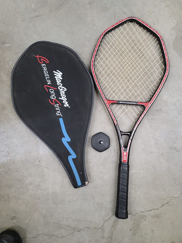MacGregor Bergelin long string tennis racket