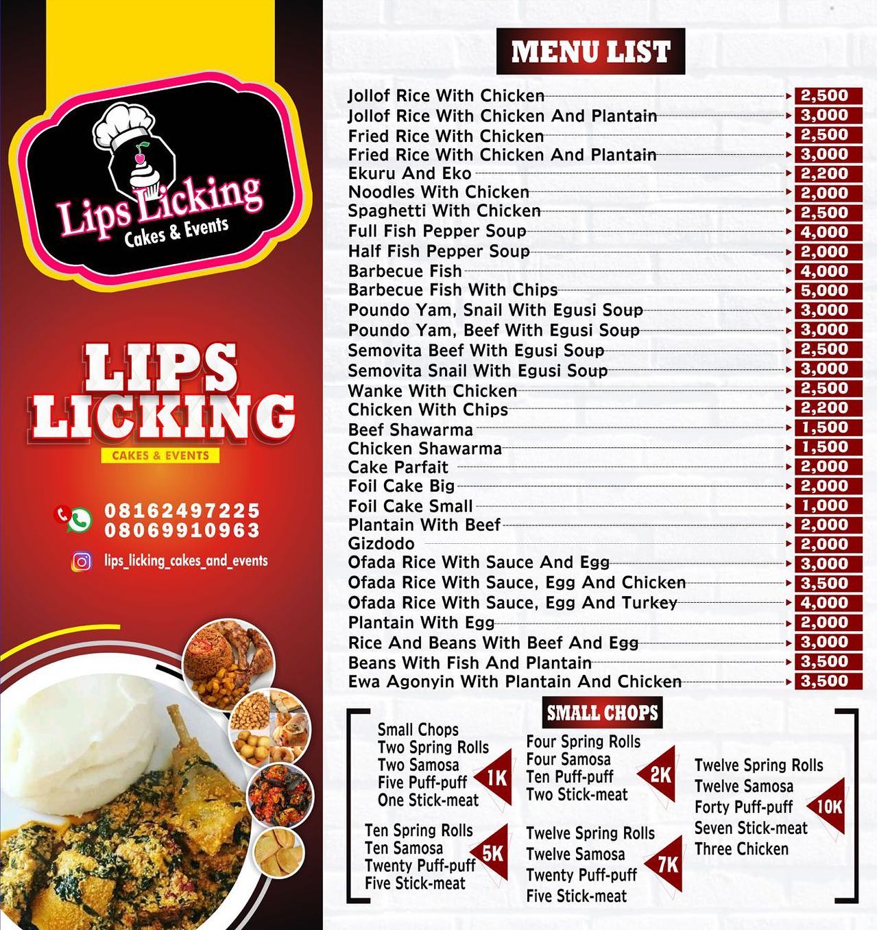 We have our new menu list... - Lips licking cakes and events | Facebook