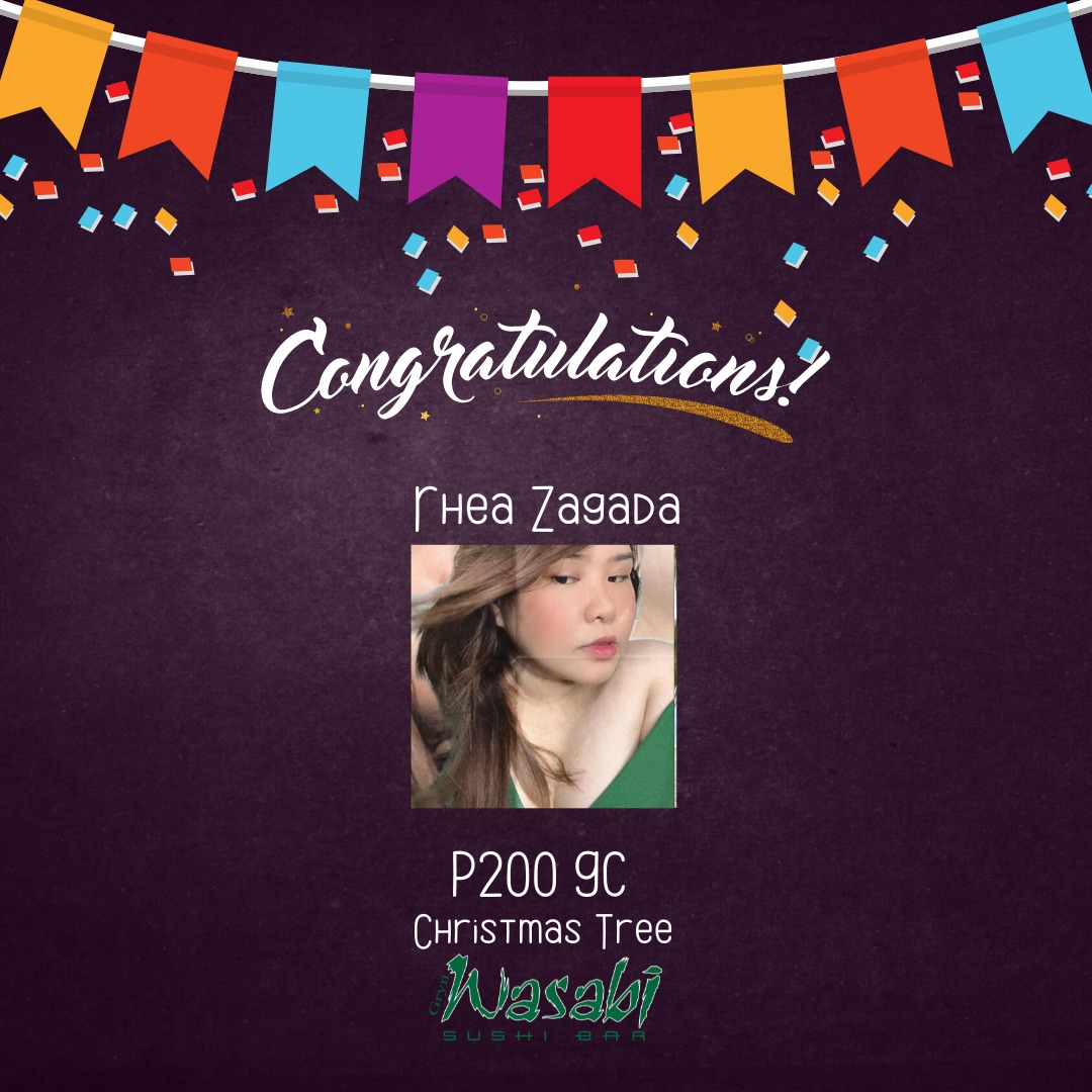 Congratulations, Rhea Zagada! P200... - Gryn Wasabi Sushi Bar