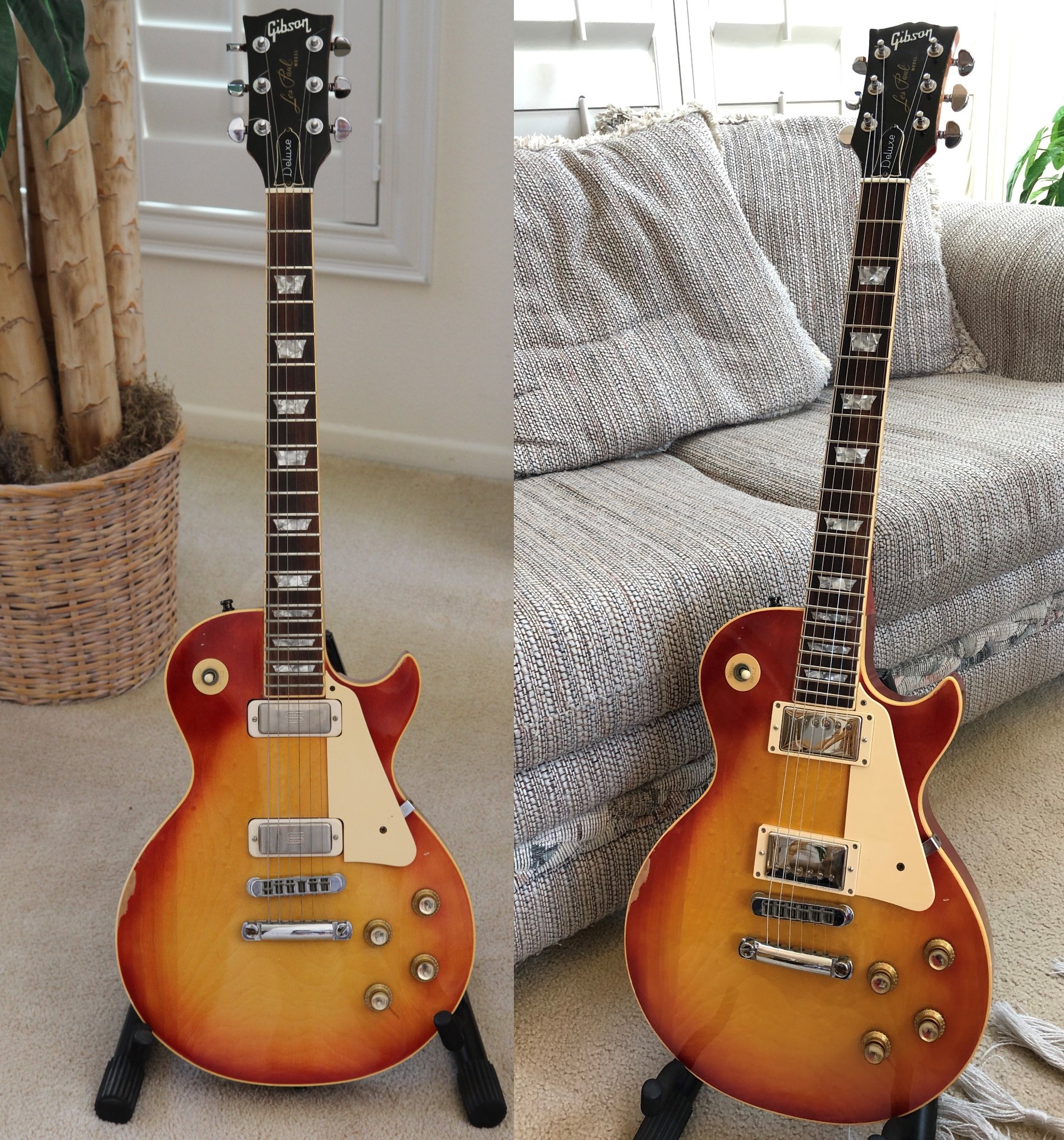 What is the value of a modified 1975 Les Paul Deluxe guitar?
