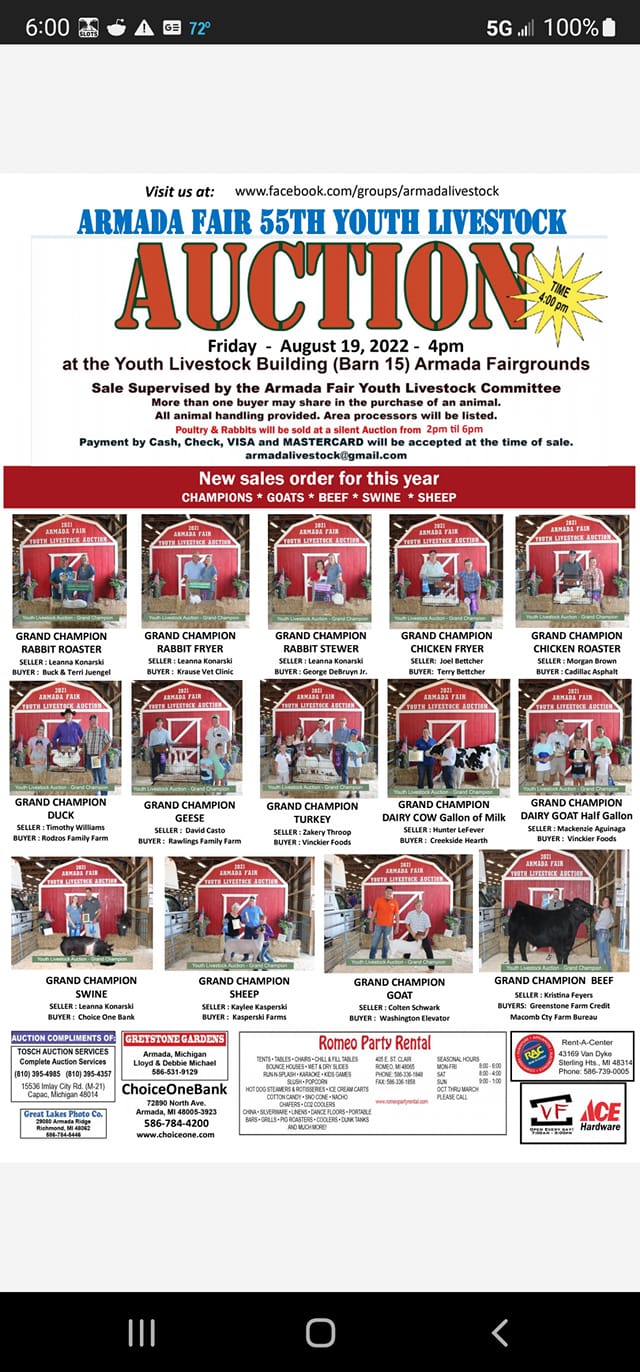 Armada Fair Youth Livestock Auction | Armada MI