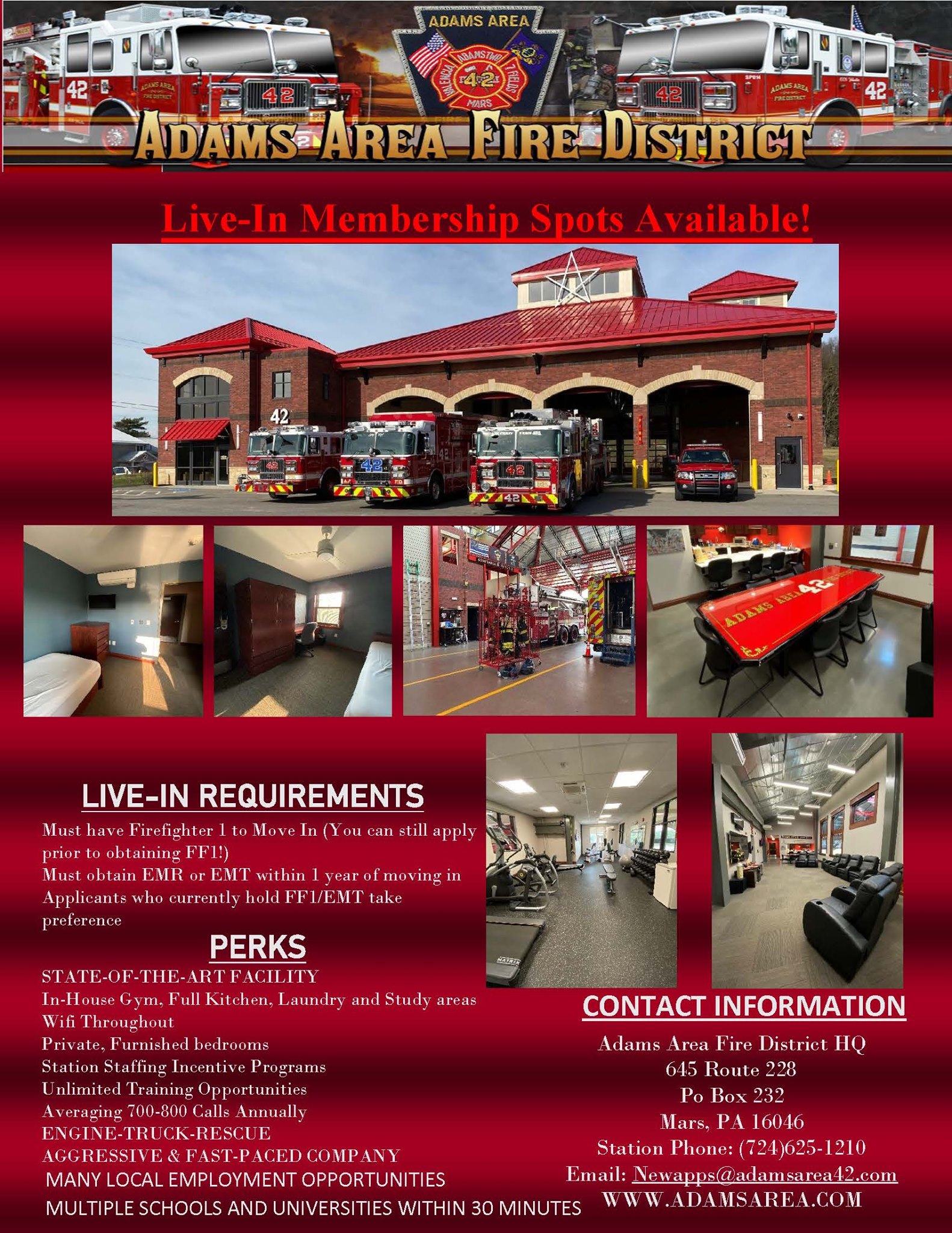 The Adams Area Fire District Membership Drive is now Active! To keep up ...