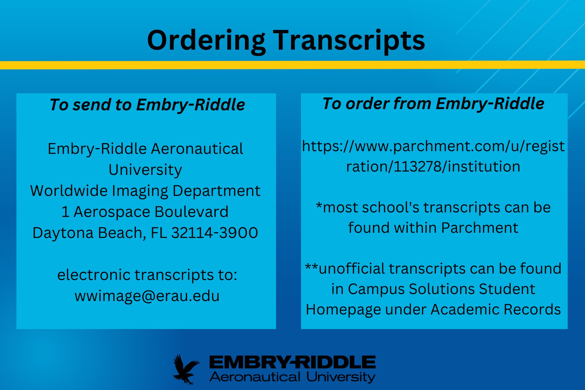 ERAU - Tip Tuesday! Transcripts are needed for a variety of reasons ...