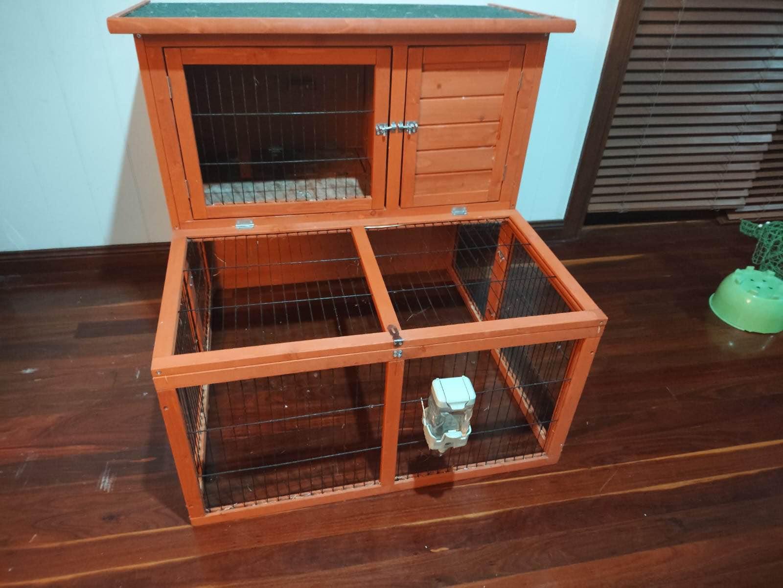 Wooden 2-Story Guinea Pig Cage with Grass Access - Perfect for Outdoor ...